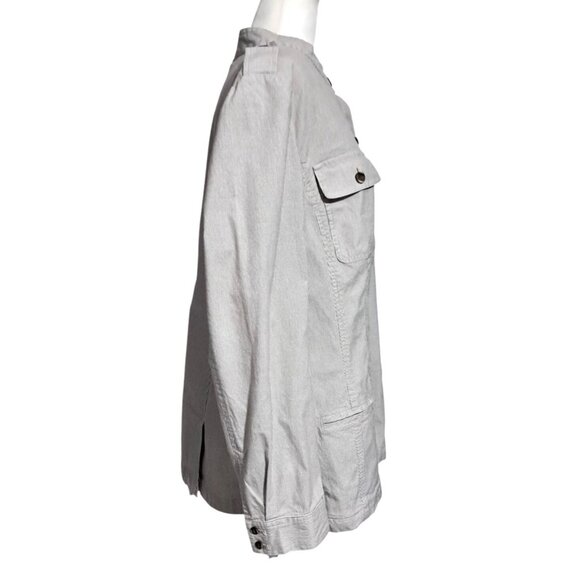 J Jill Shacket Shirt Jacket Top Womens Size XL Long Sleeve Pinstriped Epaulets B - Picture 9 of 13